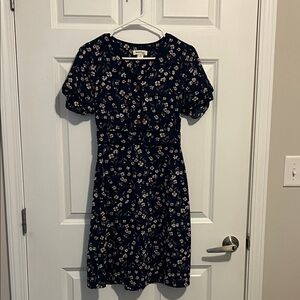 Monteau Dark Blue Floral Mini Dress